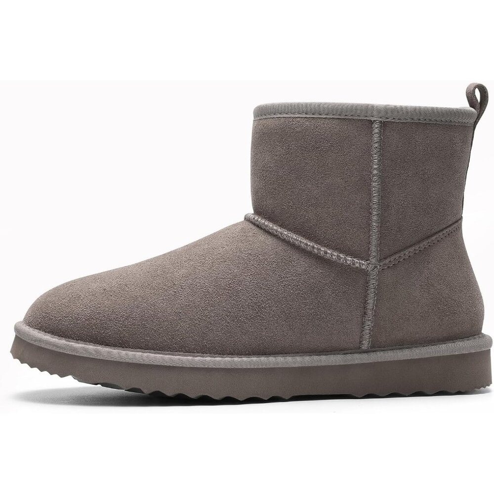 Women's Genuine Suede Boots Warm Fuzzy Boots Snow Boots with Fur Lined Grey - Picture 3 of 6